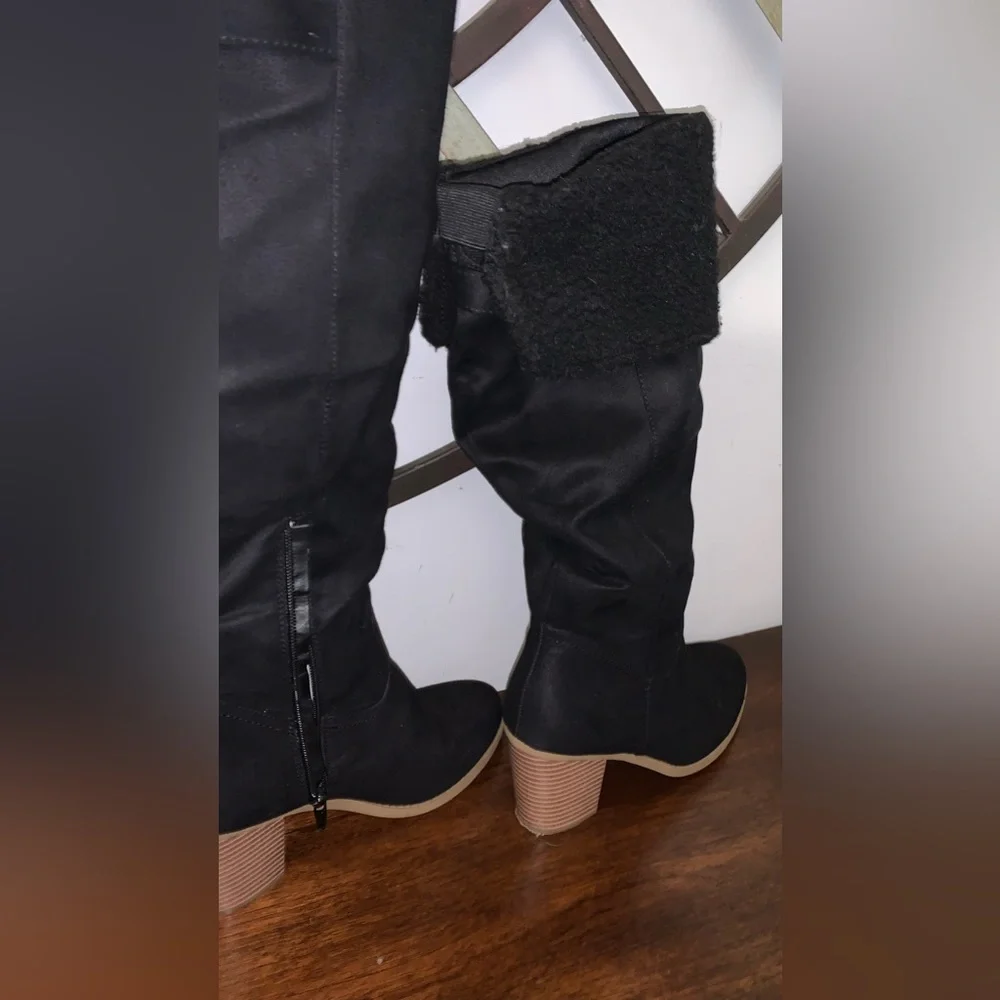 SUGAR OTK (Over the Knee) Slouchy Heeled Black Boots